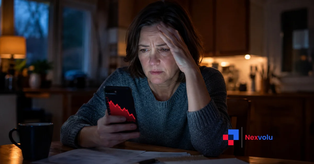 Calm long-term investor reviewing a diversified retirement plan after the AI market volatility