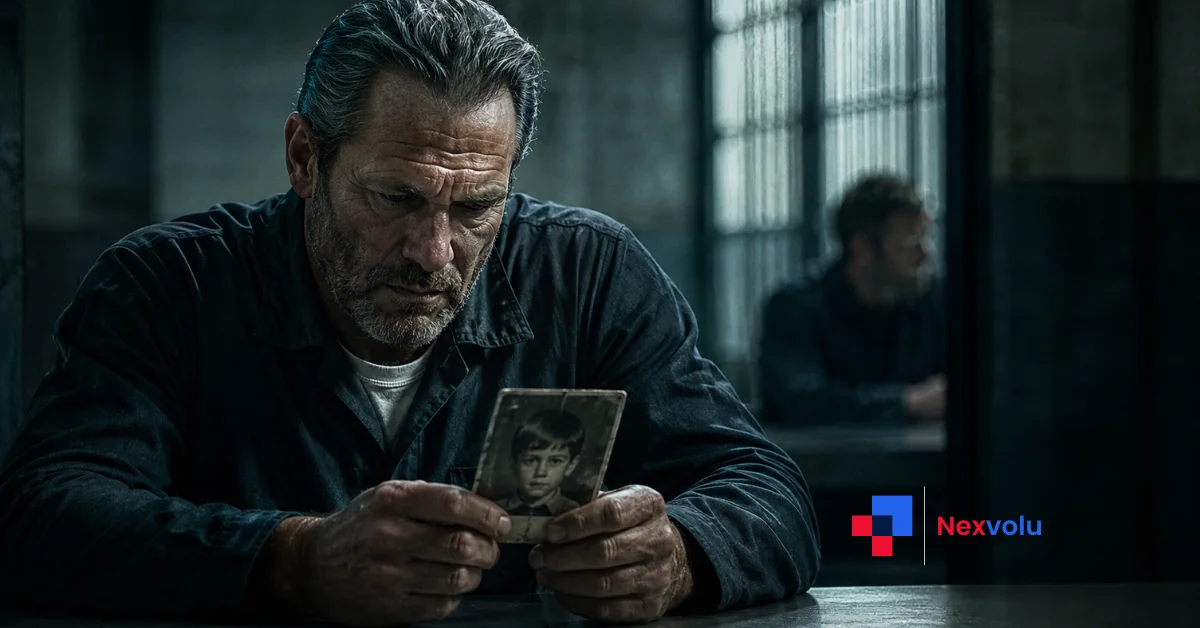 Imprisoned father clutching a photo of his missing son in I Will Find You