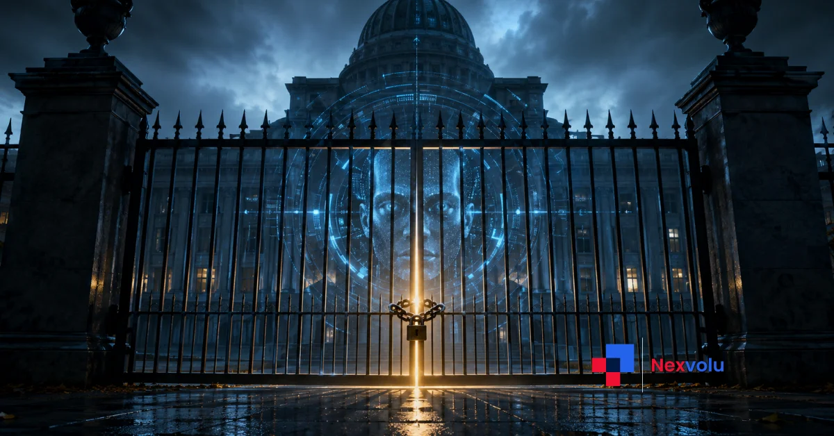 A locked digital gate in front of an OpenAI GPT-5.6 interface symbolizing limited access