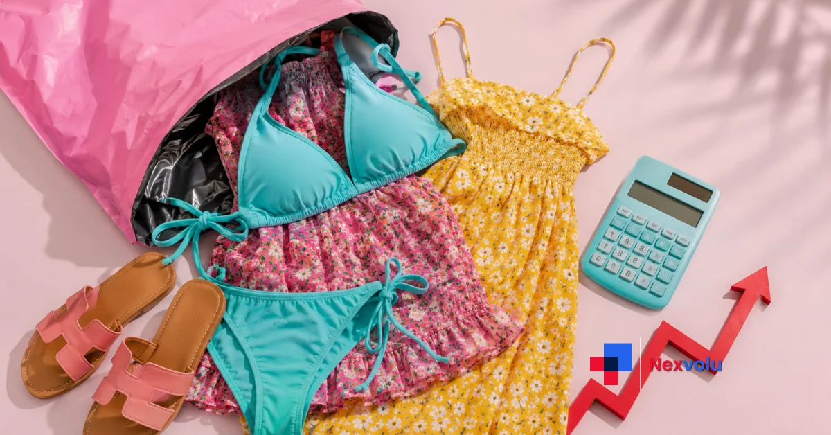 Shein and Temu parcels beside a calculator showing the rising China tax on a summer haul