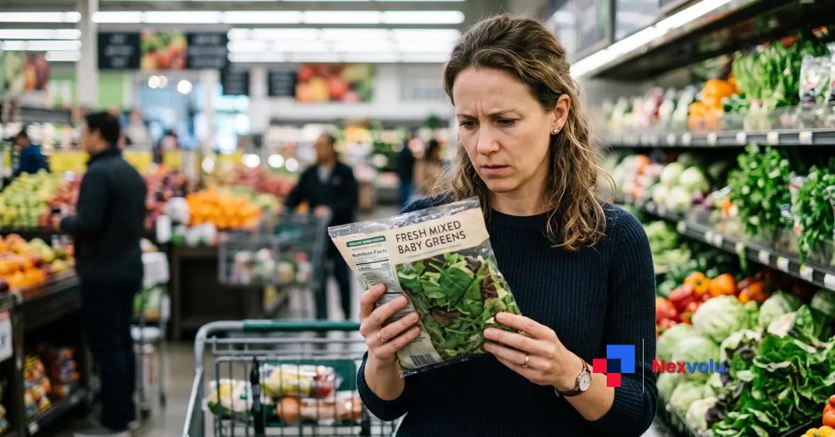 Shopper checking fresh produce during the 2026 Cyclospora outbreak food safety scare
