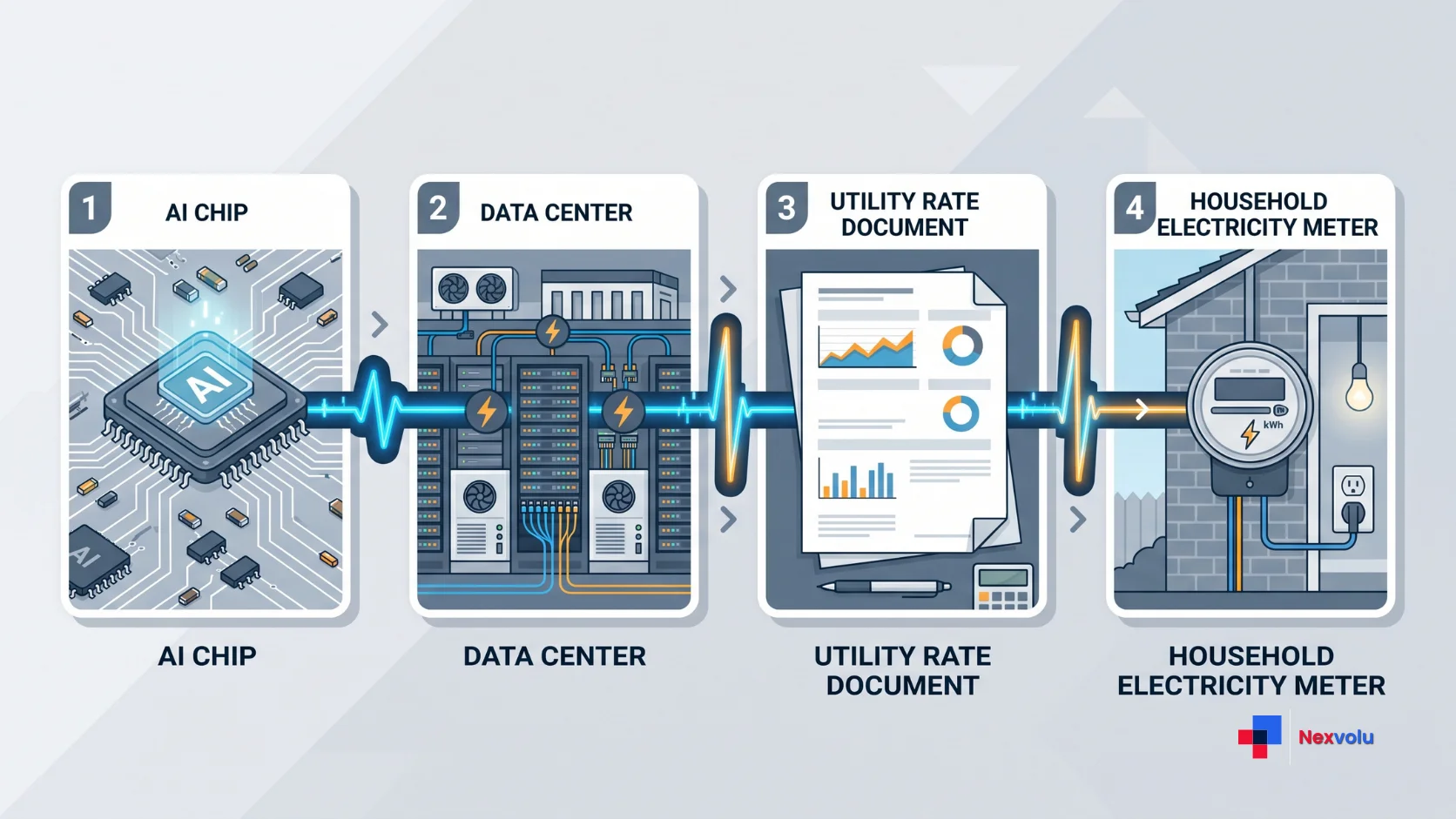 Chart showing how a data center electricity bill reaches household power rates