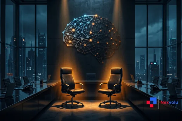Google DeepMind shakeup illustration showing leadership change at Google AI headquarters