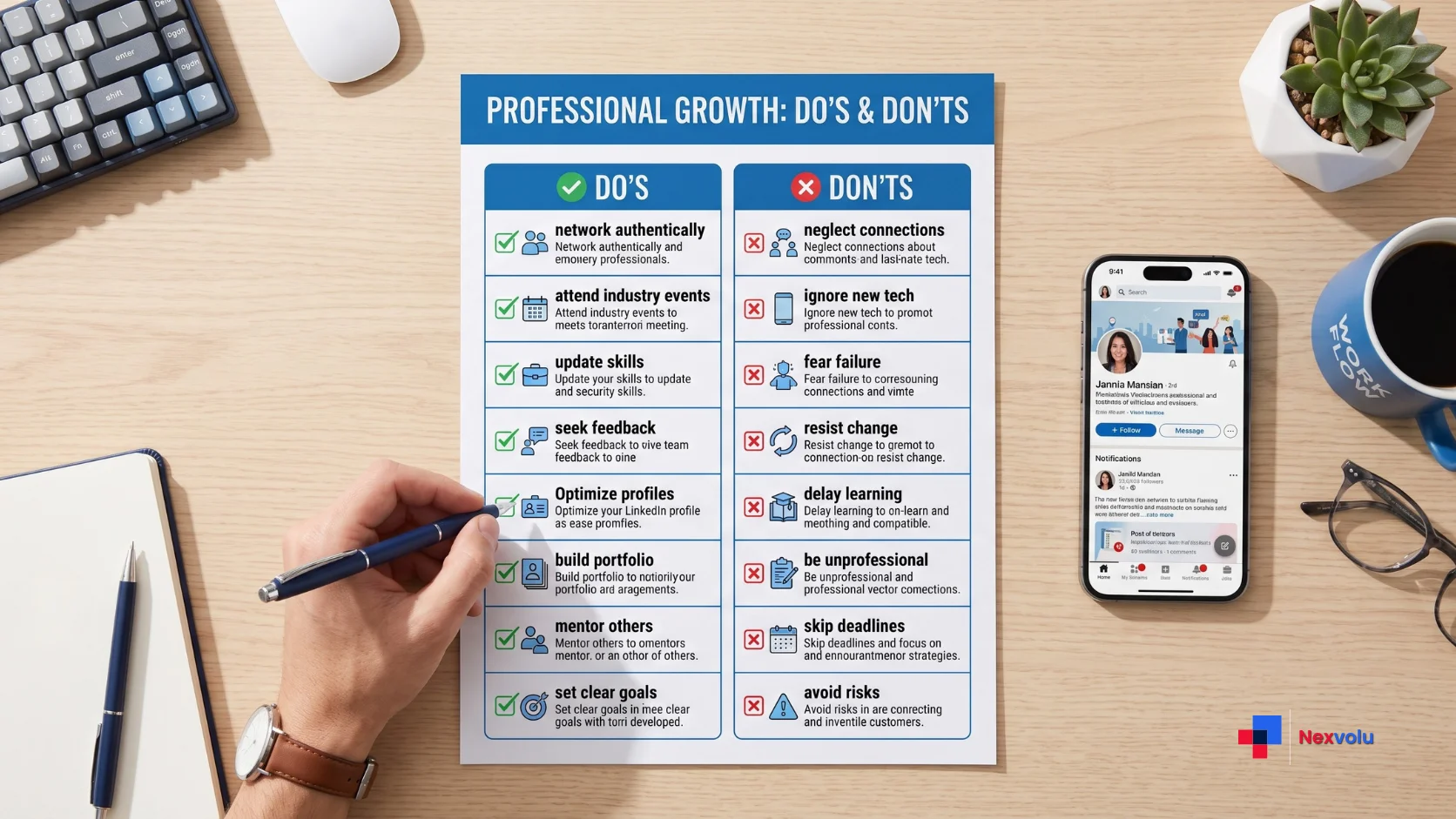 Do and don't checklist for posting on LinkedIn after slop update