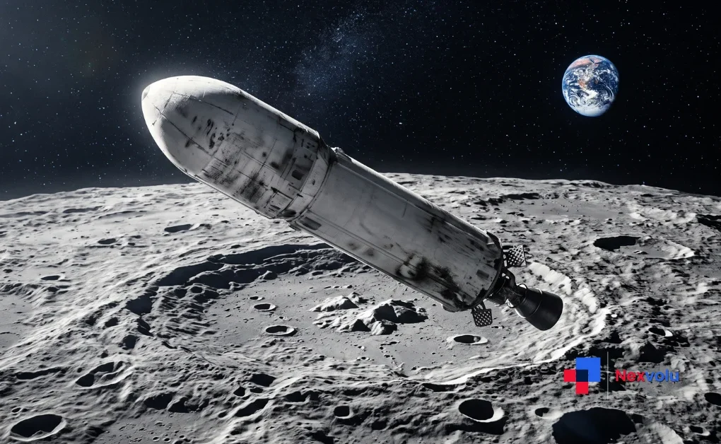 SpaceX Falcon 9 rocket upper stage about to hit the Moon near Einstein Crater