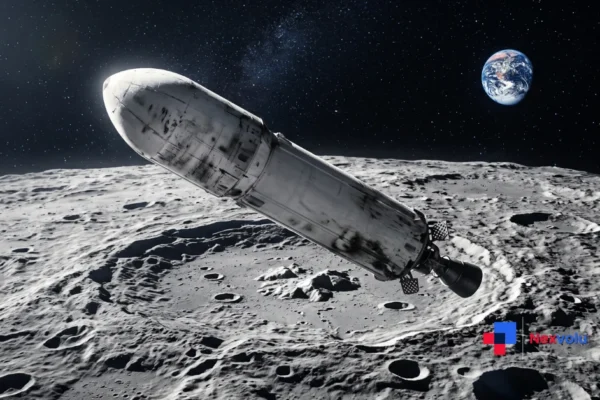 SpaceX Falcon 9 rocket upper stage about to hit the Moon near Einstein Crater