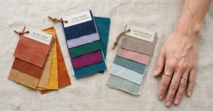 Wardrobe rail sorted into warm and cool clothing colors that suit different skin tones